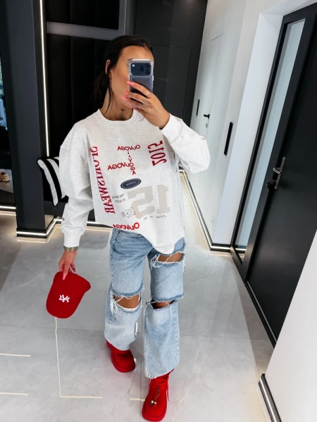 Bluza damska OLAVOGA APARE 2026 szara - maWer Fashion