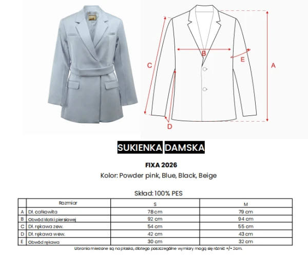 Sukienka OLAVOGA FIXA 2026 pudrowy róż - maWer Fashion