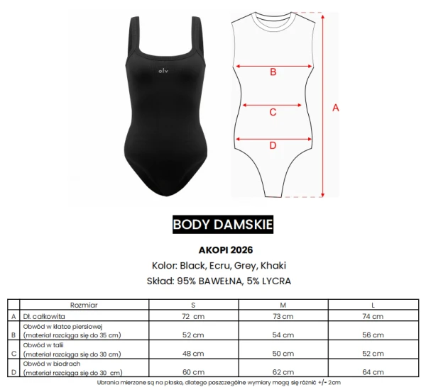 Body damskie OLAVOGA AKOPI 2026 szare - maWer Fashion