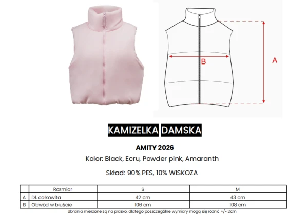 Kamizelka damska OLAVOGA AMITY 2026 pudrowy róż - maWer Fashion