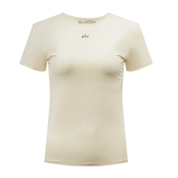 T-shirt damski OLAVOGA BASTU 2026 ecru - maWer Fashion