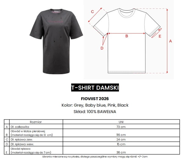 T-shirt damski OLAVOGA FIOVIIST 2026 szary - maWer Fashion