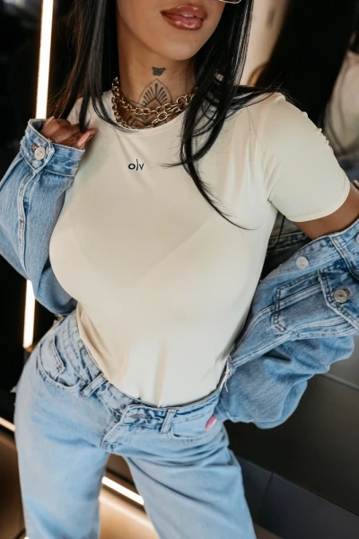 T-shirt damski OLAVOGA BASTU 2026 jasny miętowy - maWer Fashion