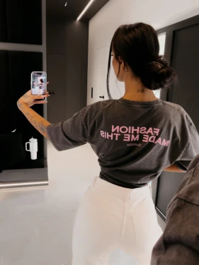 T-shirt damski OLAVOGA ENORAI 2026 ciemny szary