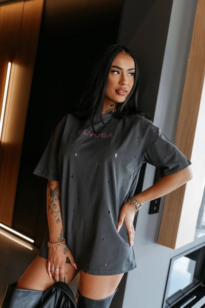 T-shirt damski OLAVOGA FIOVIIST 2026 szary - maWer Fashion