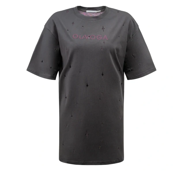 T-shirt damski OLAVOGA FIOVIIST 2026 szary - maWer Fashion