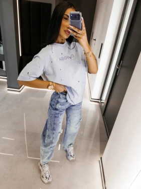 T-shirt damski OLAVOGA FIOVIIST 2026 błękitny