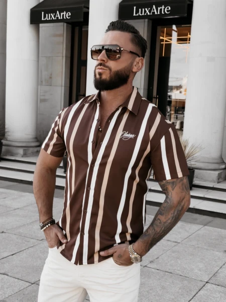 T-shirt męski OLAVOGA MIUS 2026 brązowy - maWer Fashion