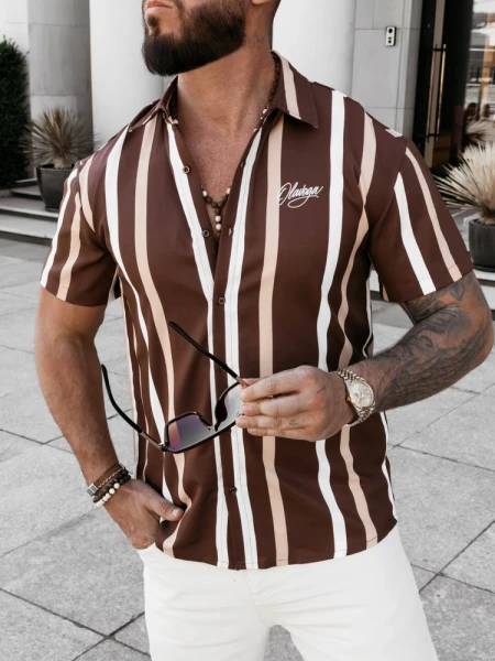 Koszula męska OLAVOGA MIUS 2026 brązowa - maWer Fashion