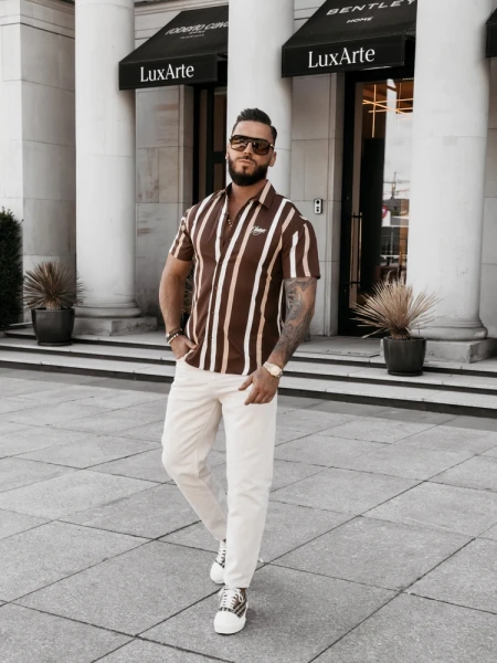 Koszula męska OLAVOGA MIUS 2026 brązowa - maWer Fashion