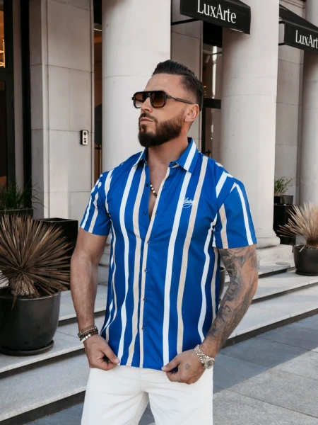Koszula męska OLAVOGA MIUS 2026 granatowa - maWer Fashion