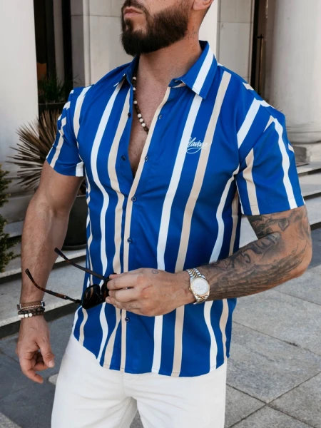 Koszula męska OLAVOGA MIUS 2026 granatowa - maWer Fashion