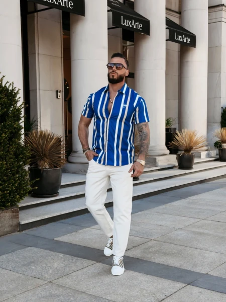 Koszula męska OLAVOGA MIUS 2026 granatowa - maWer Fashion
