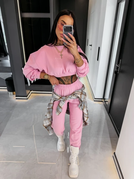 Komplet damski OLAVOGA TRIPSY 2026 róż - maWer Fashion