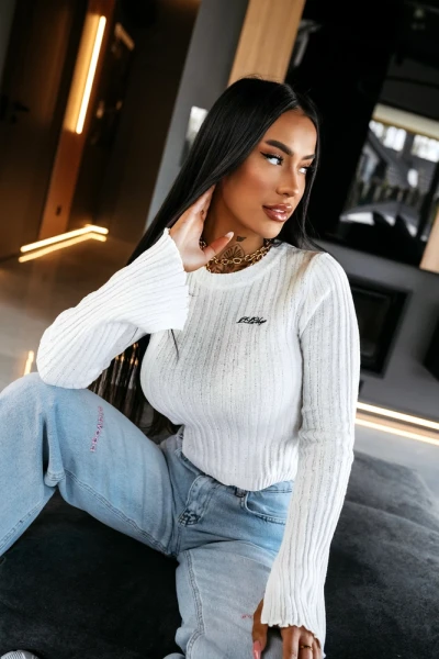 Sweter damski OLAVOGA ZIRRA 2026 ecru - maWer Fashion