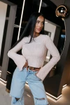 Sweter damski OLAVOGA ZIRRA 2026 pudrowy róż - maWer Fashion