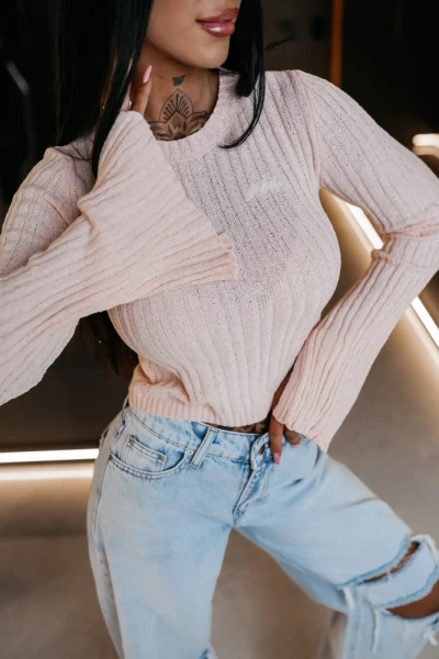 Sweter damski OLAVOGA ZIRRA 2026 pudrowy róż - maWer Fashion
