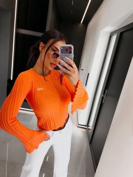 Sweter damski OLAVOGA ZIRRA 2026 pomarańczowy - maWer Fashion