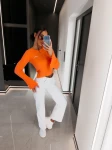 Sweter damski OLAVOGA ZIRRA 2026 pomarańczowy - maWer Fashion