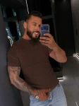 T-shirt męski OLAVOGA HANDY 2026 brązowy - maWer Fashion