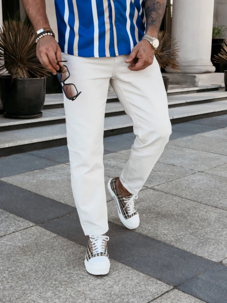 Spodnie męskie OLAVOGA RAMON 2026 jasny beż - maWer Fashion