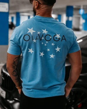 OUTLET T-shirt męski OLAVOGA GALAXY błękitny - produkt ze skazą 