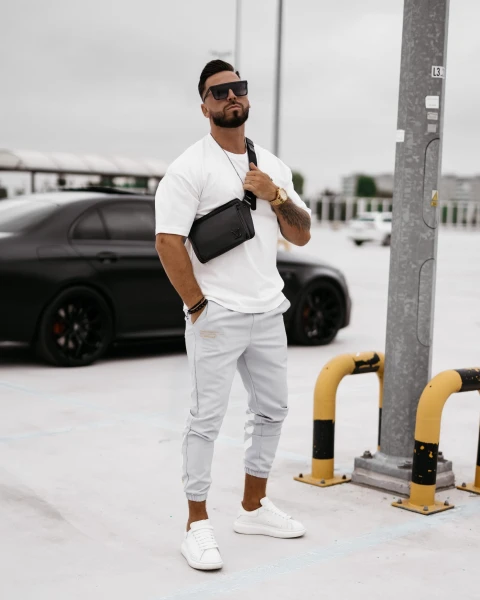 Spodnie męskie OLAVOGA STRANGER jasny szary  – maWer Fashion