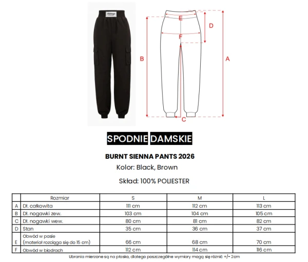 Spodnie damskie OLAVOGA BURNT SIENNA PANTS 2026 brąz - maWer Fashion