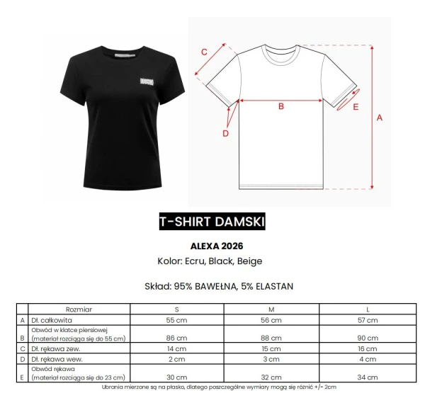 T-shirt damski OLAVOGA ALEXA 2026 czarny - maWer Fashion