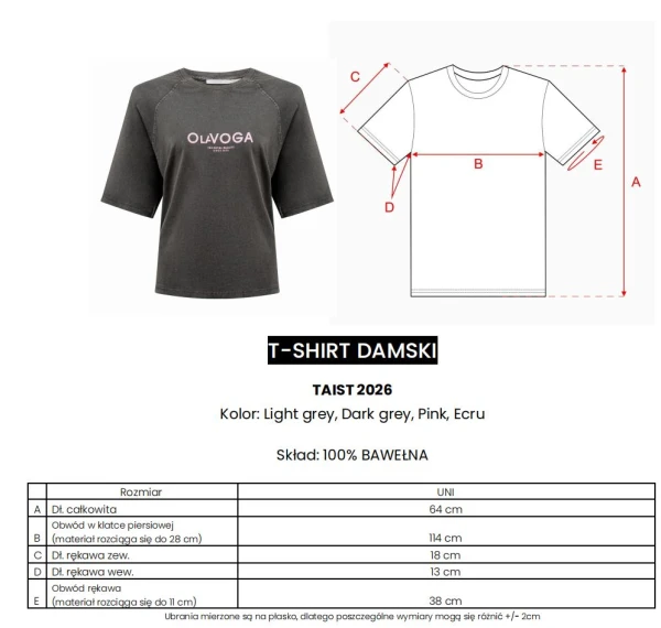 T-shirt damski OLAVOGA TAIST 2026 ciemny szary - maWer Fashion