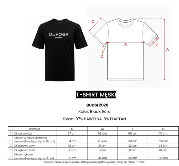 T-shirt męski OLAVOGA BUDSI 2026 czarny - maWer Fashion