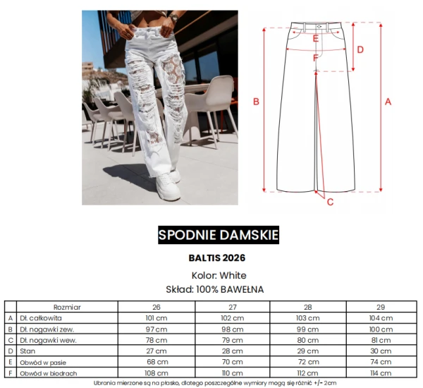 Spodnie damskie OLAVOGA BALTIS 2026 białe - maWer Fashion