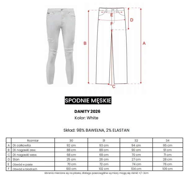 Spodnie męskie jeansy OLAVOGA DANITY 2026 białe - maWer Fashion
