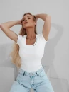 Bluzka damska OLAVOGA LAMELLA 2026 ecru - maWer Fashion