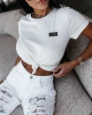 T-shirt damski OLAVOGA ALEXA 2026 ecru - maWer Fashion