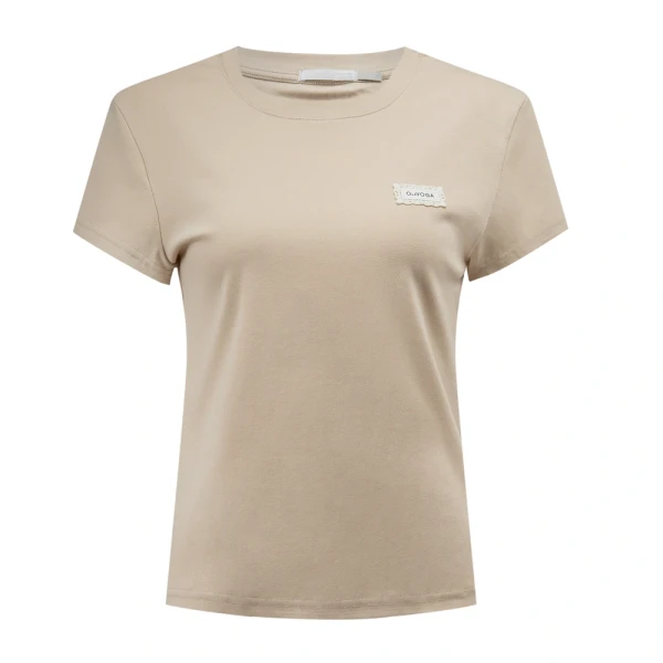 T-shirt damski OLAVOGA ALEXA 2026 beżowy  - maWer Fashion