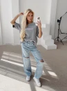 T-shirt damski OLAVOGA TAIST 2026 jasny szary - maWer Fashion