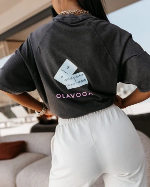 T-shirt damski OLAVOGA TAIST 2026 ciemny szary
