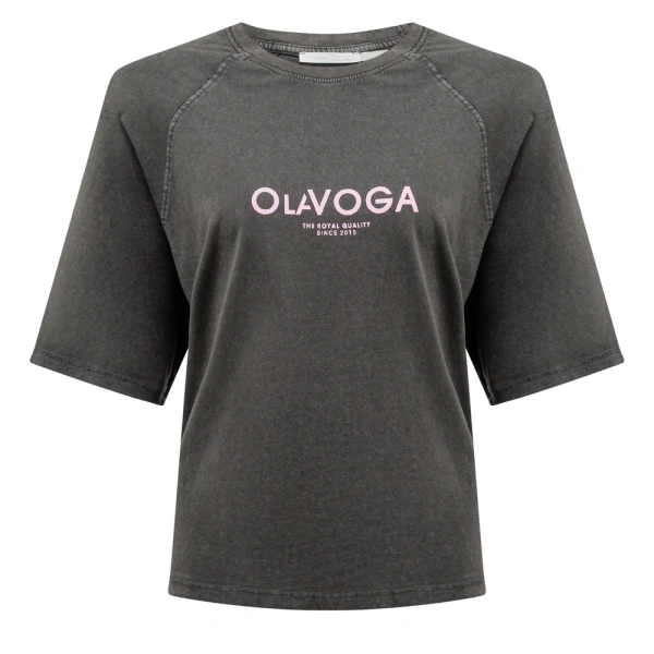 T-shirt damski OLAVOGA TAIST 2026 ciemny szary - maWer Fashion