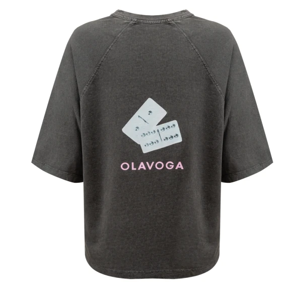 T-shirt damski OLAVOGA TAIST 2026 ciemny szary - maWer Fashion