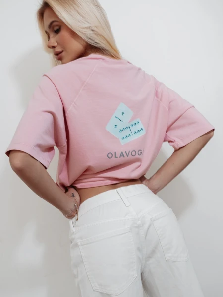 T-shirt damski OLAVOGA TAIST 2026 róż - maWer Fashion