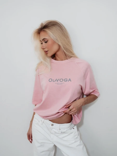 T-shirt damski OLAVOGA TAIST 2026 róż - maWer Fashion