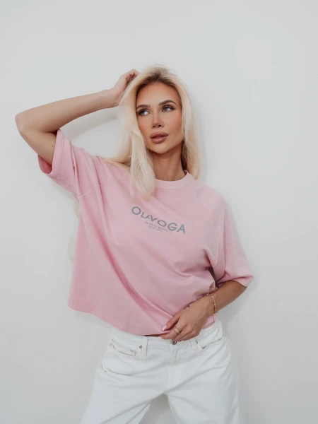 T-shirt damski OLAVOGA TAIST 2026 róż - maWer Fashion