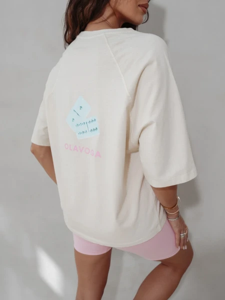 T-shirt damski OLAVOGA TAIST 2026 ecru - maWer Fashion