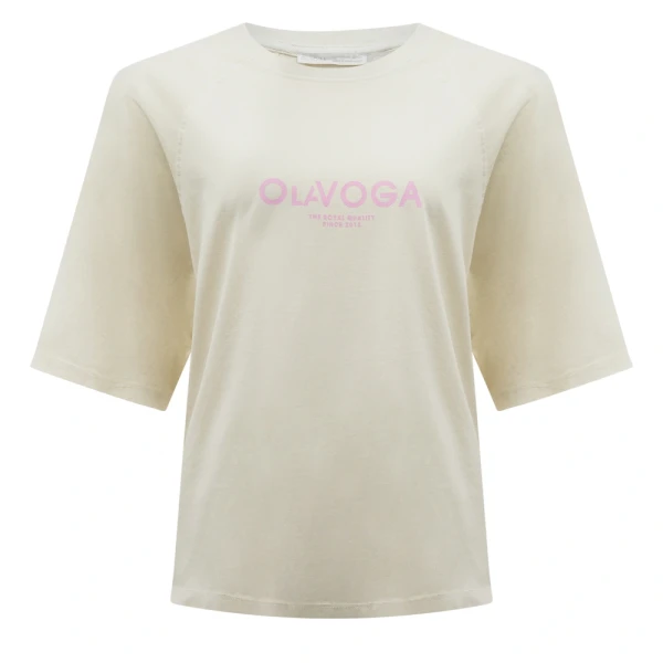 T-shirt damski OLAVOGA TAIST 2026 ecru - maWer Fashion