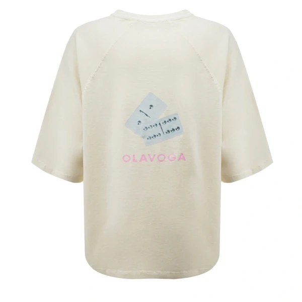 T-shirt damski OLAVOGA TAIST 2026 ecru - maWer Fashion