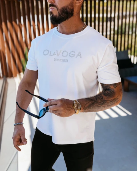 T-shirt męski OLAVOGA BUDSI 2026 ecru - maWer Fashion