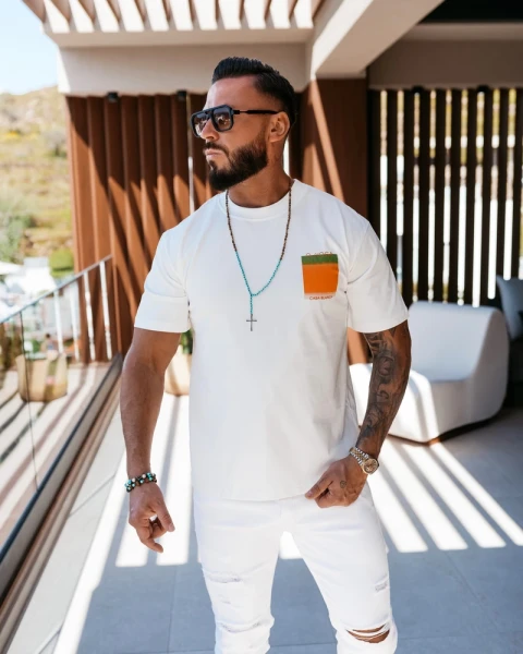 T-shirt męski OLAVOGA NOER 2026 ecru - maWer Fashion