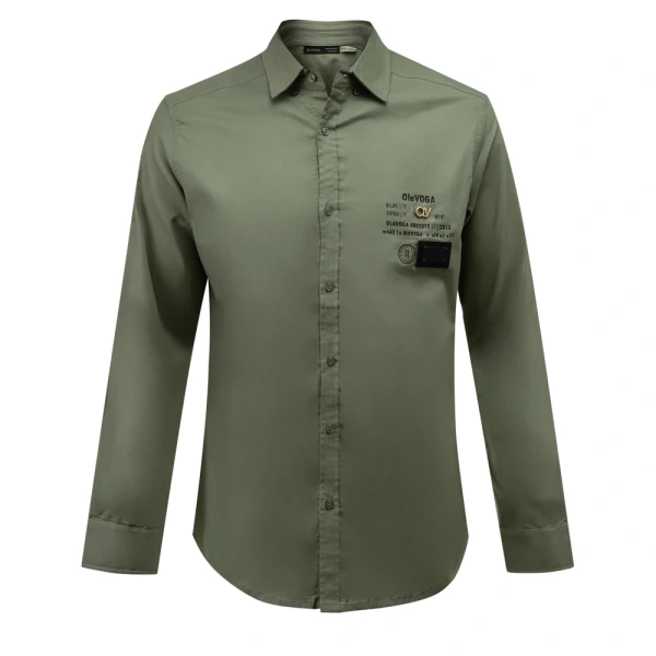 Koszula męska OLAVOGA DEJCH 2026 khaki - maWer Fashion