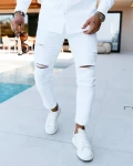 Spodnie męskie jeansy OLAVOGA DANITY 2026 białe - maWer Fashion